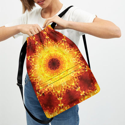 Sun Fire Kaleidoscope Print Drawstring Backpack