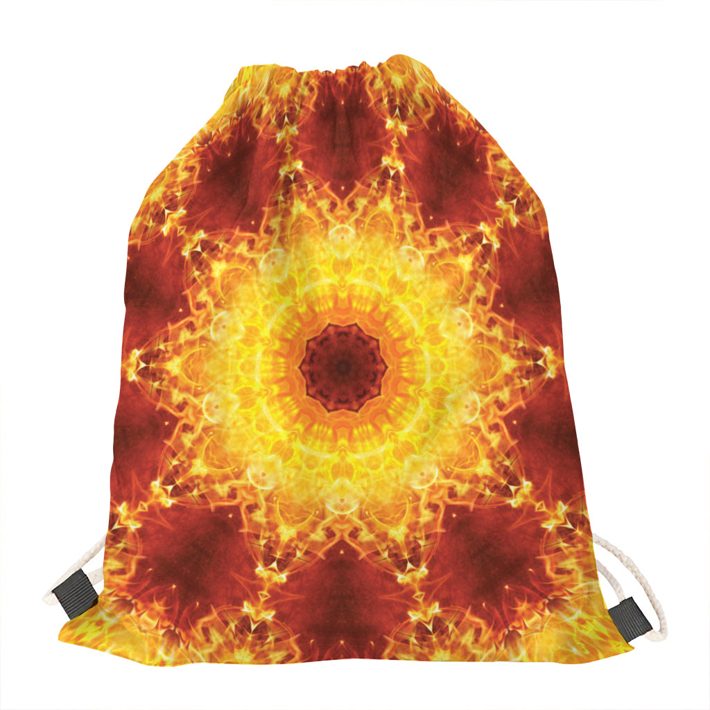 Sun Fire Kaleidoscope Print Drawstring Bag