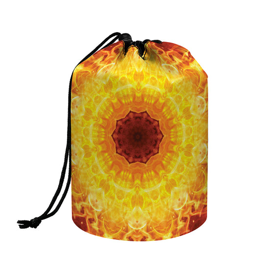 Sun Fire Kaleidoscope Print Drawstring Makeup Bag