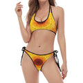 Sun Fire Kaleidoscope Print Halter Scoop Tie Side Bikini