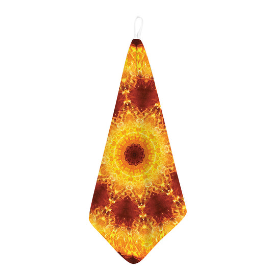 Sun Fire Kaleidoscope Print Hand Towel