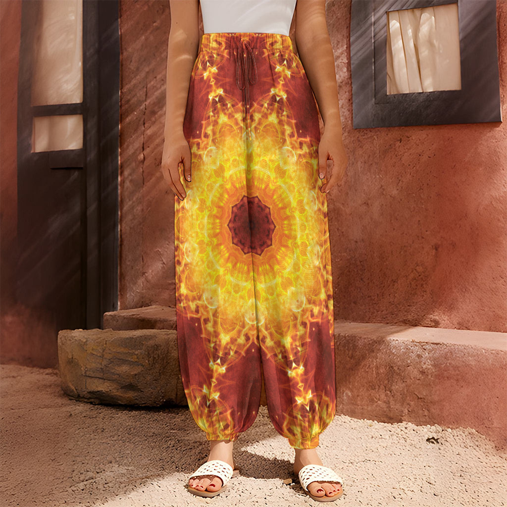 Sun Fire Kaleidoscope Print Harem Pants