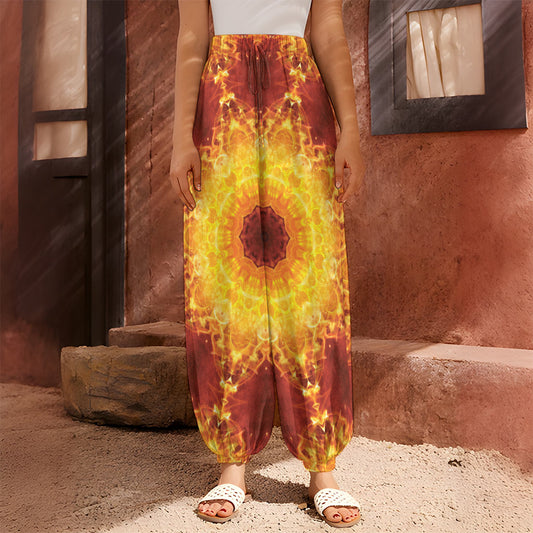 Sun Fire Kaleidoscope Print Harem Pants