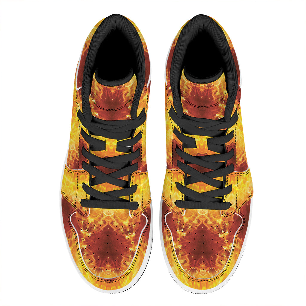 Sun Fire Kaleidoscope Print High Top Leather Sneakers