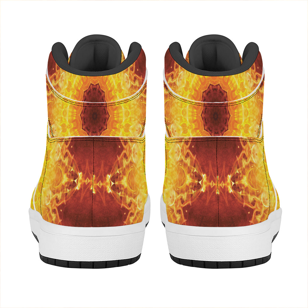 Sun Fire Kaleidoscope Print High Top Leather Sneakers