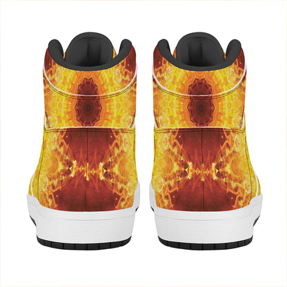 Sun Fire Kaleidoscope Print High Top Leather Sneakers