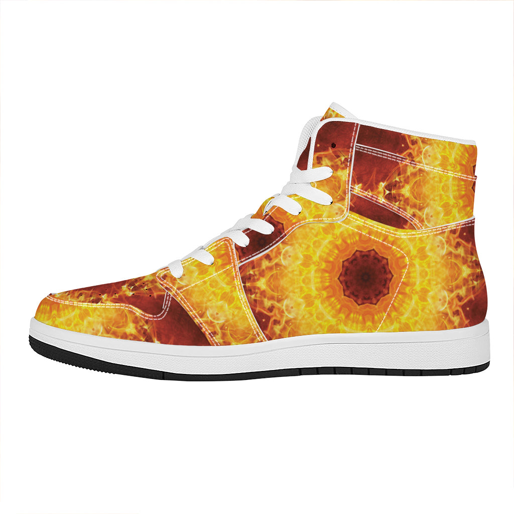 Sun Fire Kaleidoscope Print High Top Leather Sneakers