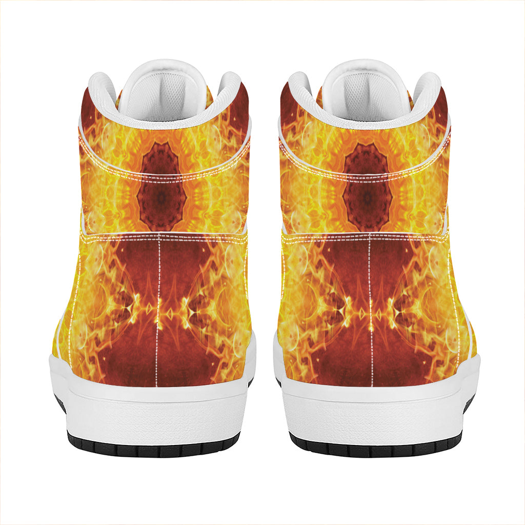Sun Fire Kaleidoscope Print High Top Leather Sneakers