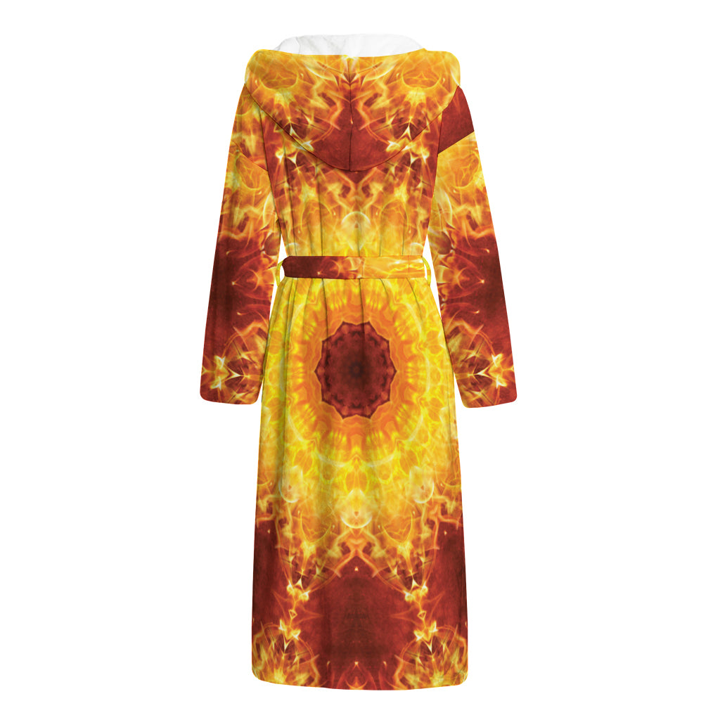 Sun Fire Kaleidoscope Print Hooded Bathrobe