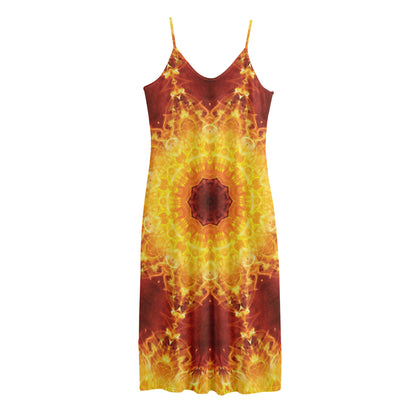 Sun Fire Kaleidoscope Print Jersey Midi Cami Dress