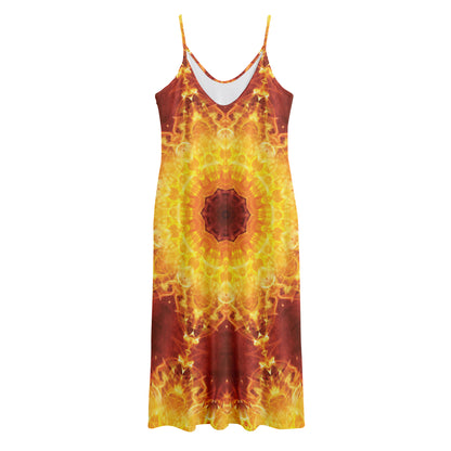 Sun Fire Kaleidoscope Print Jersey Midi Cami Dress