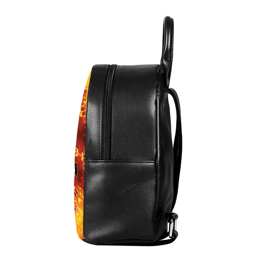 Sun Fire Kaleidoscope Print Leather Backpack