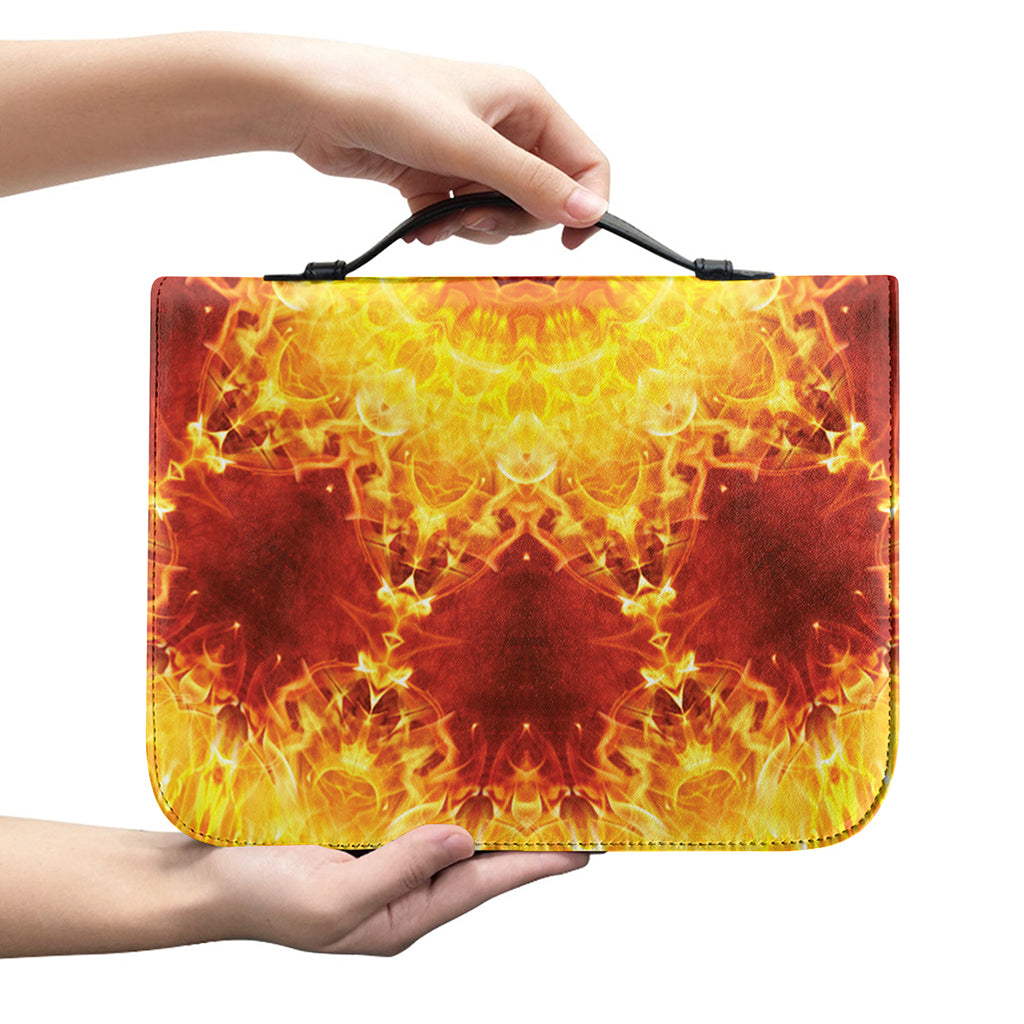 Sun Fire Kaleidoscope Print Leather Bible Cover
