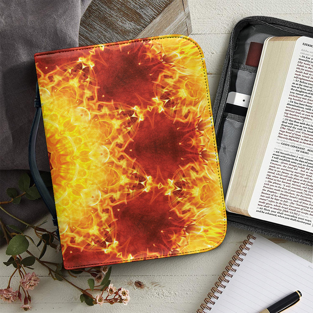 Sun Fire Kaleidoscope Print Leather Bible Cover