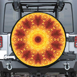 Sun Fire Kaleidoscope Print Leather Spare Tire Cover