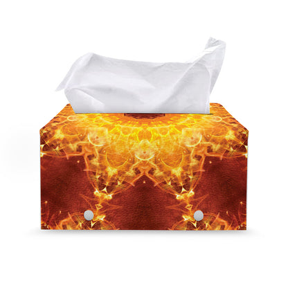 Sun Fire Kaleidoscope Print Leather Tissue Box Cover