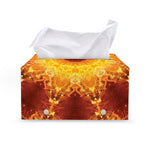 Sun Fire Kaleidoscope Print Leather Tissue Box Cover