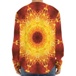 Sun Fire Kaleidoscope Print Long Sleeve Baseball Jersey
