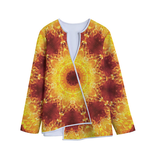 Sun Fire Kaleidoscope Print Long Sleeve Short Coat