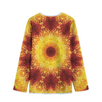 Sun Fire Kaleidoscope Print Long Sleeve Short Coat