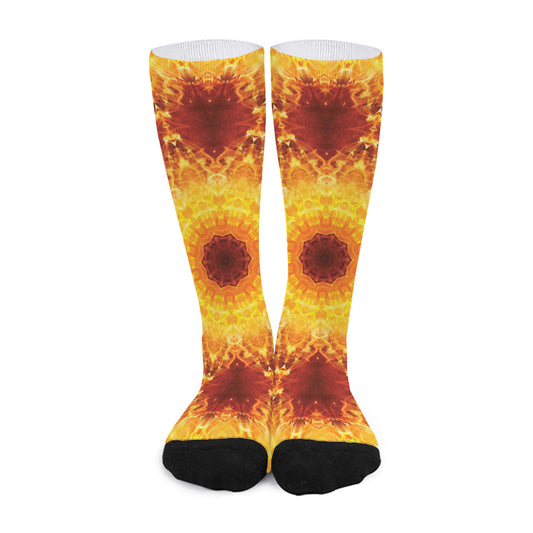 Sun Fire Kaleidoscope Print Long Socks