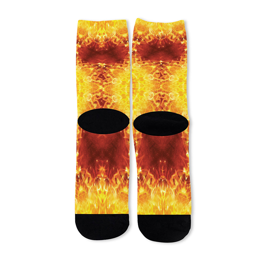 Sun Fire Kaleidoscope Print Long Socks
