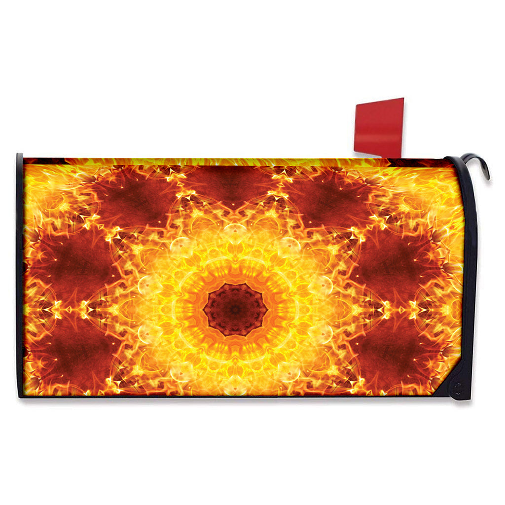 Sun Fire Kaleidoscope Print Mailbox Cover