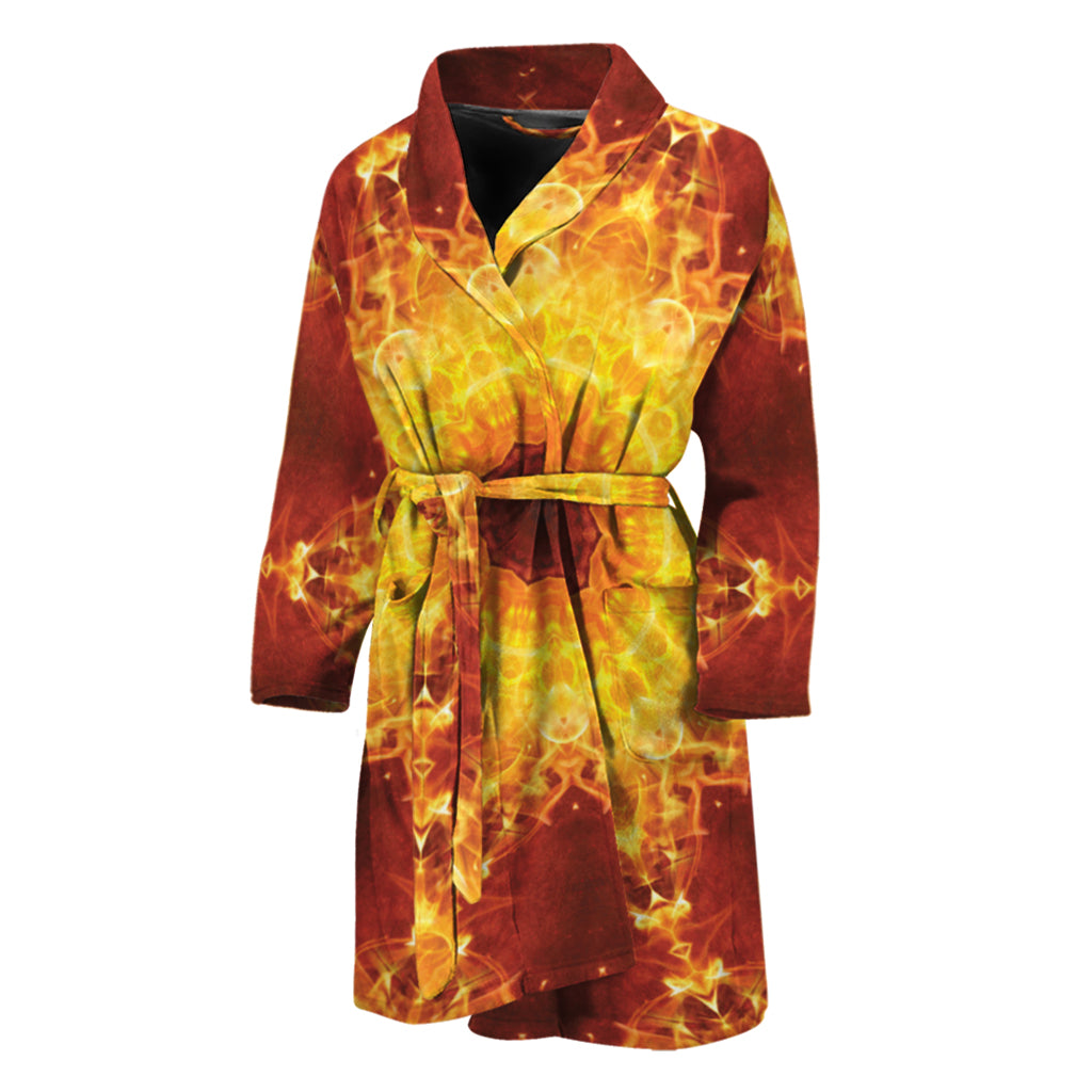 Sun Fire Kaleidoscope Print Men's Bathrobe