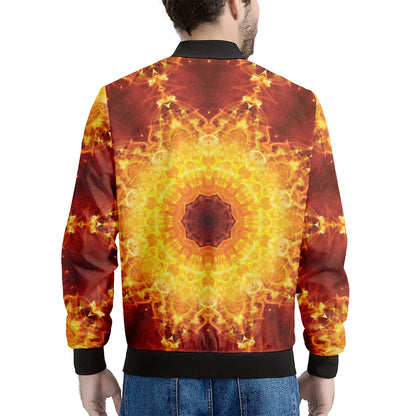 Sun Fire Kaleidoscope Print Men's Bomber Jacket