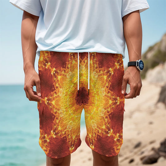 Sun Fire Kaleidoscope Print Men's Cargo Shorts