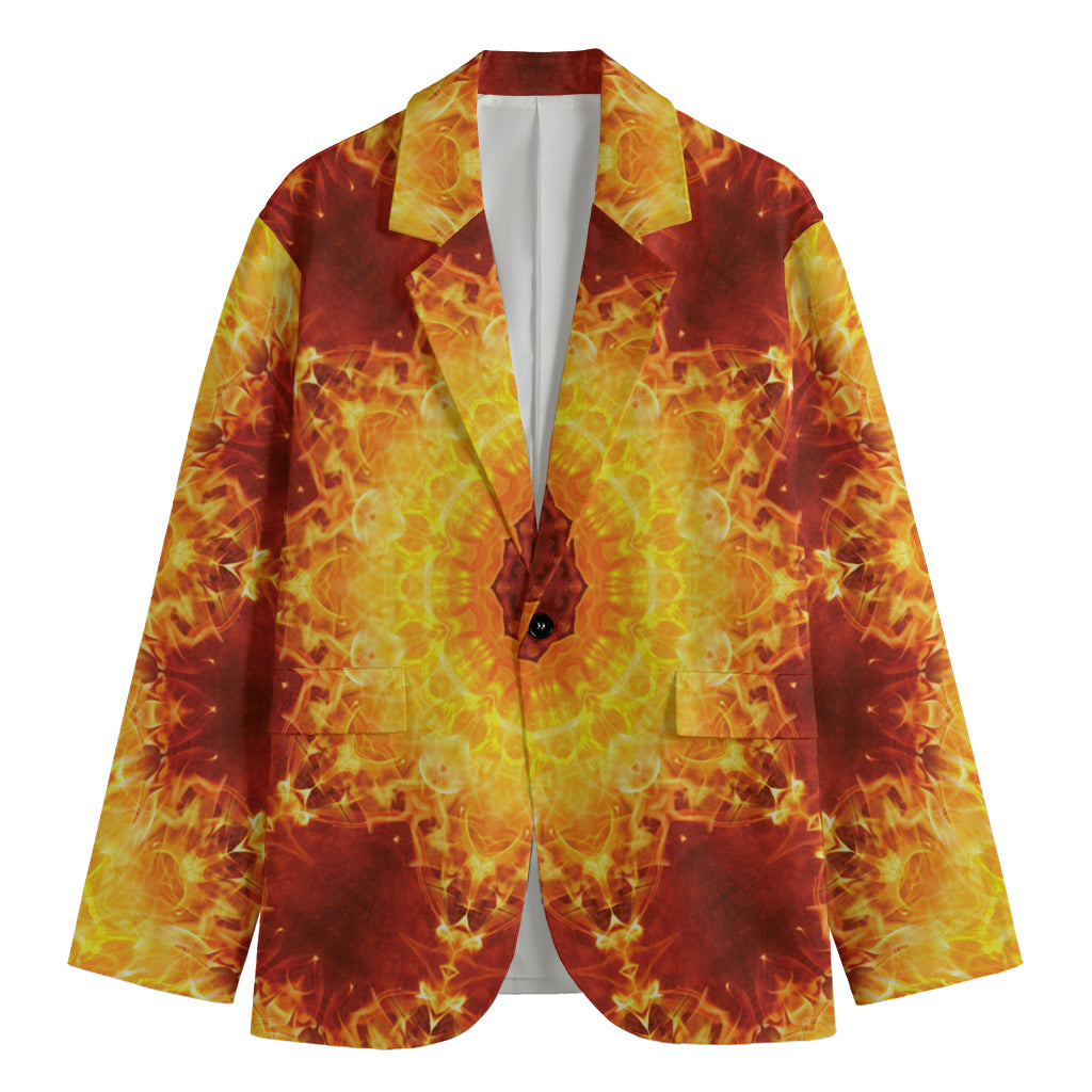 Sun Fire Kaleidoscope Print Men's Cotton Blazer
