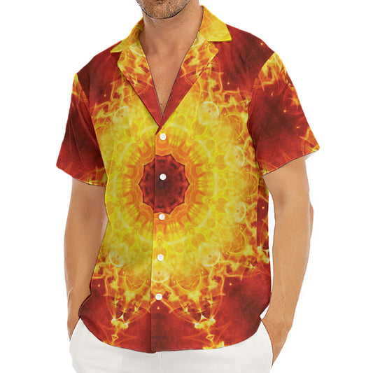 Sun Fire Kaleidoscope Print Men's Deep V-Neck Shirt
