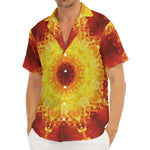 Sun Fire Kaleidoscope Print Men's Deep V-Neck Shirt