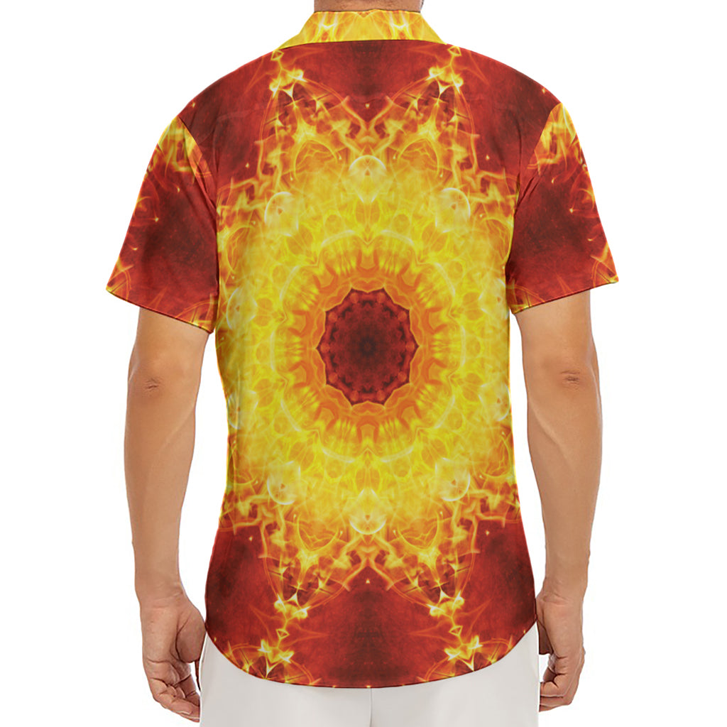 Sun Fire Kaleidoscope Print Men's Deep V-Neck Shirt