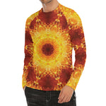 Sun Fire Kaleidoscope Print Men's Long Sleeve Rash Guard