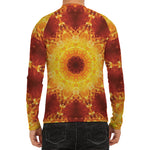 Sun Fire Kaleidoscope Print Men's Long Sleeve Rash Guard