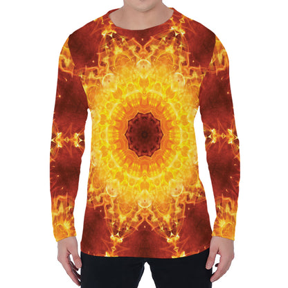 Sun Fire Kaleidoscope Print Men's Long Sleeve T-Shirt