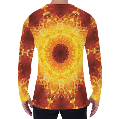 Sun Fire Kaleidoscope Print Men's Long Sleeve T-Shirt