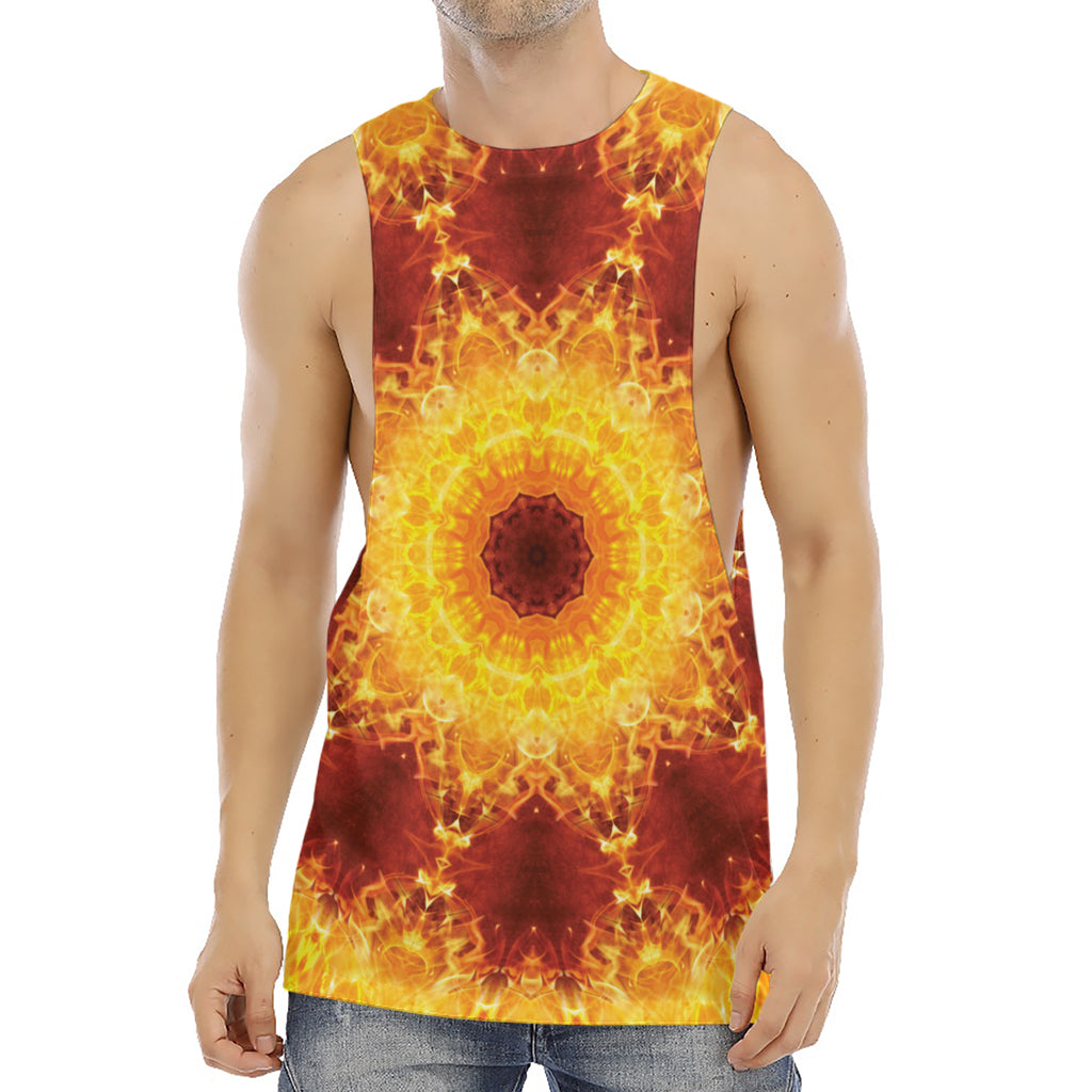 Sun Fire Kaleidoscope Print Men's Muscle Tank Top