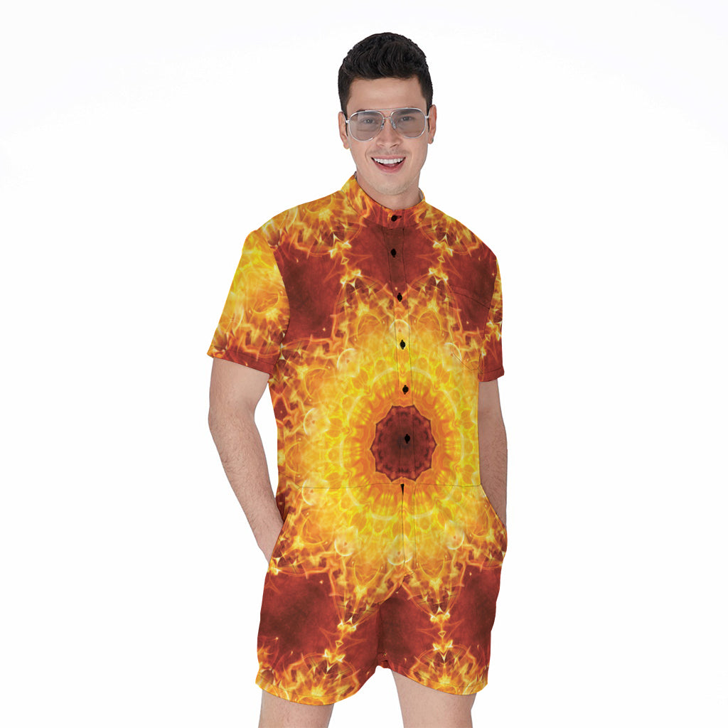 Sun Fire Kaleidoscope Print Men's Rompers