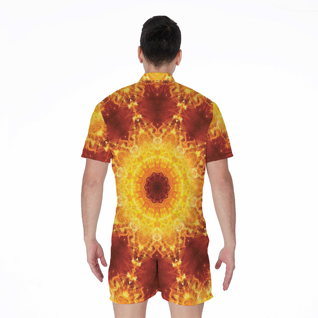 Sun Fire Kaleidoscope Print Men's Rompers