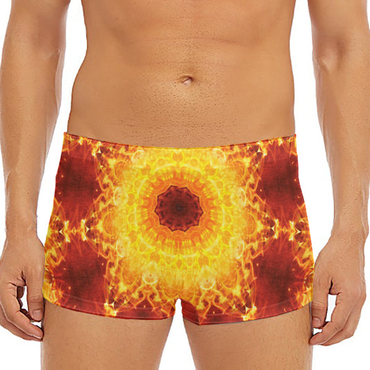 Sun Fire Kaleidoscope Print Men's Short Boxer Briefs