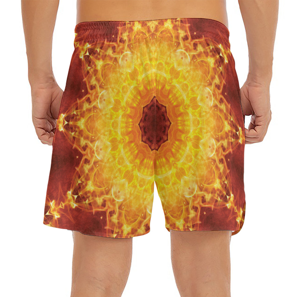 Sun Fire Kaleidoscope Print Men's Split Running Shorts