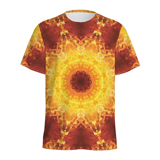 Sun Fire Kaleidoscope Print Men's Sports T-Shirt