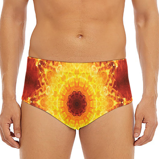 Sun Fire Kaleidoscope Print Men's Triangle Swim Briefs