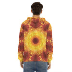 Sun Fire Kaleidoscope Print Men's Velvet Pullover Hoodie