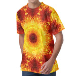 Sun Fire Kaleidoscope Print Men's Velvet T-Shirt