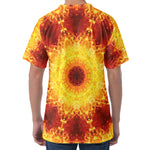 Sun Fire Kaleidoscope Print Men's Velvet T-Shirt