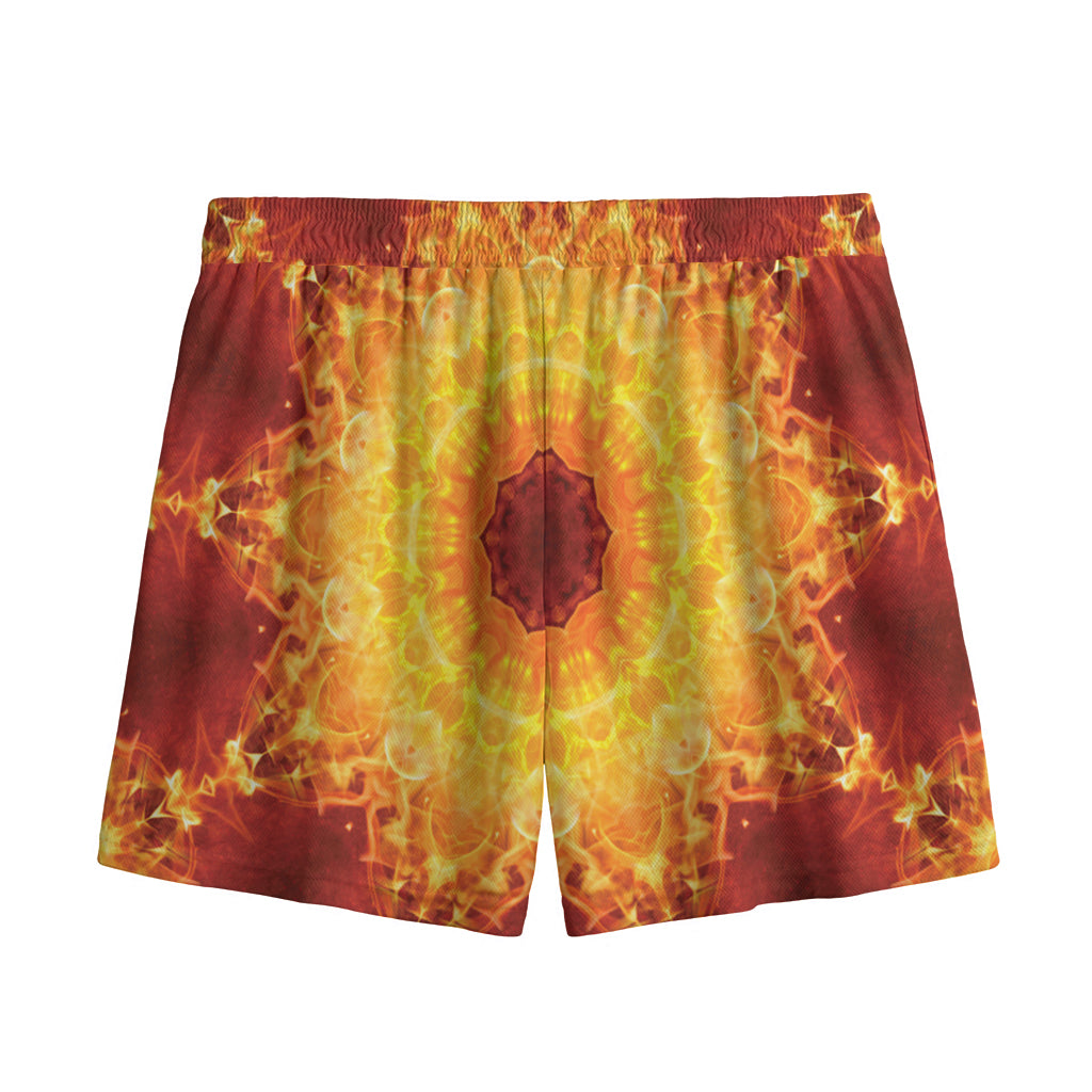 Sun Fire Kaleidoscope Print Mesh Shorts