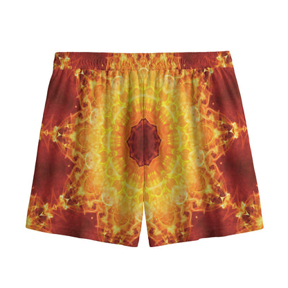 Sun Fire Kaleidoscope Print Mesh Shorts